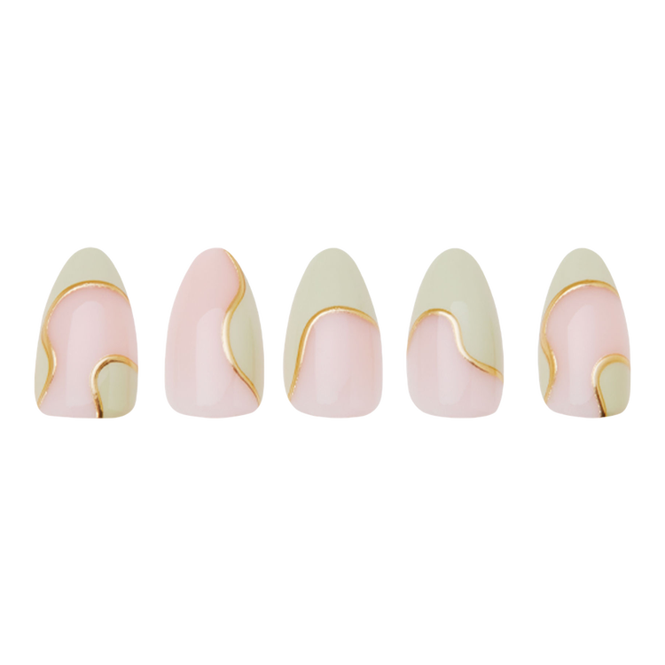 Olive You Press-On Nails Uñas postizas base semitransparente moderna.