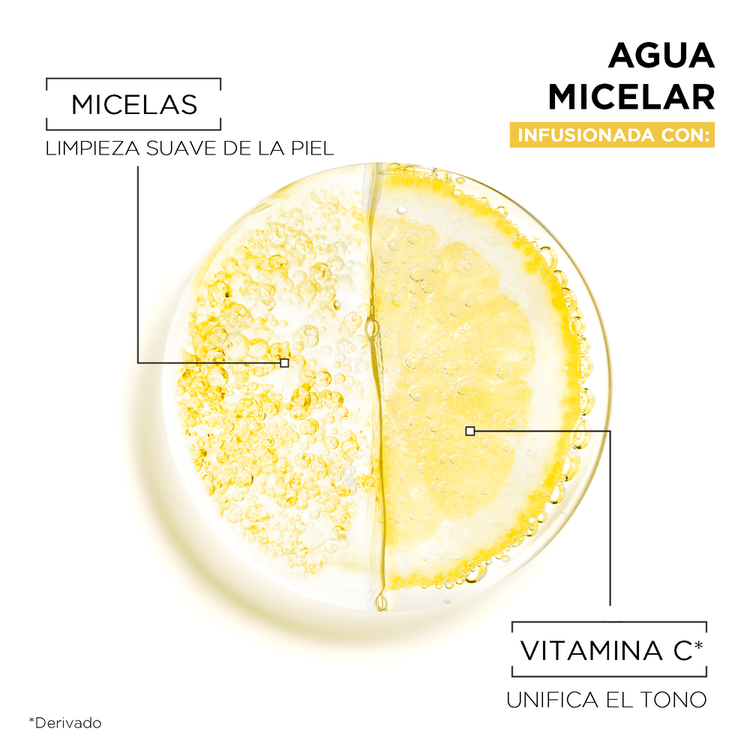 Garnier Skin Agua micelar remueve maquillaje visible