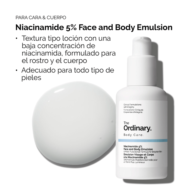 Niacinamide 5% Face And Body - Emulsión, mejora la textura de la piel y reduce manchas