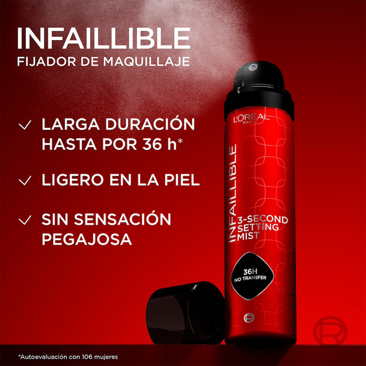 Infallible 3-Second Setting Mist Fijador de maquillaje sella maquillaje con larga duración