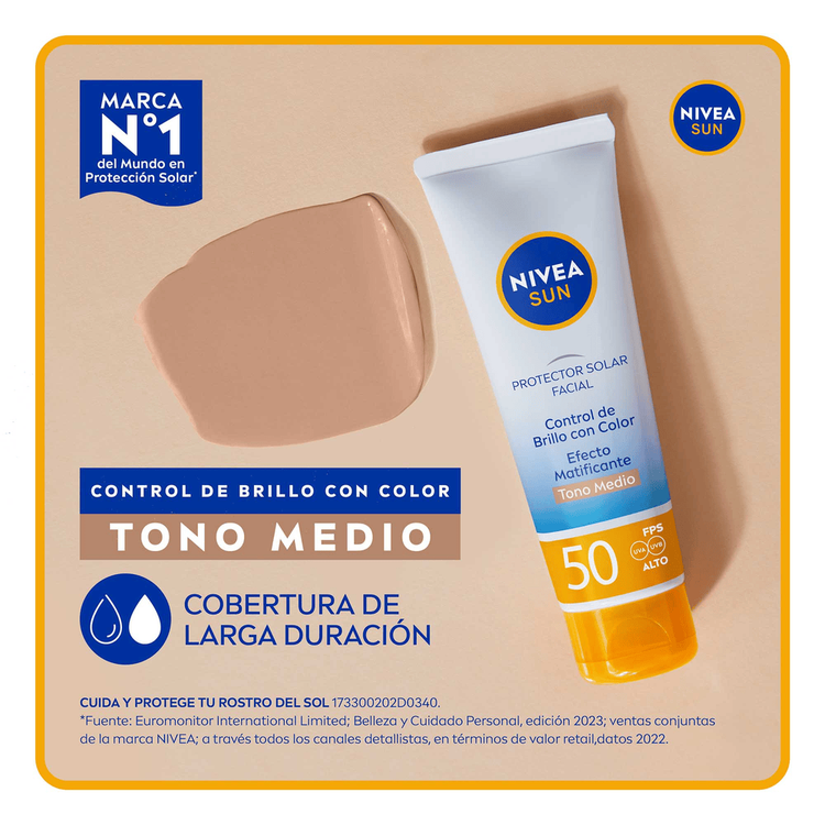 Control Brillo Protector Solar Facial protector solar con color