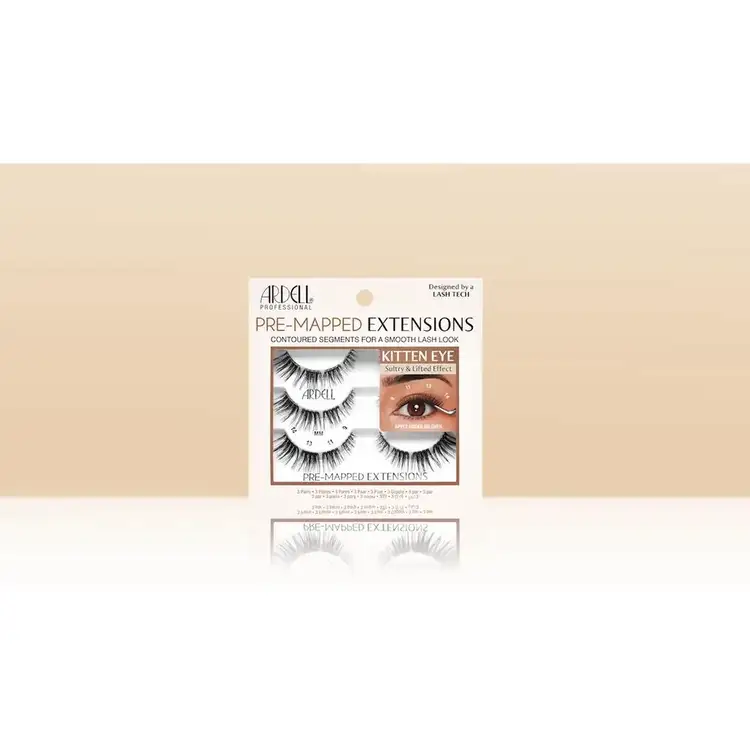 Pre-Mapped 3 Pack Kitten Eye Kit de extensiones de pestañas estilo kitten eye prediseñado.