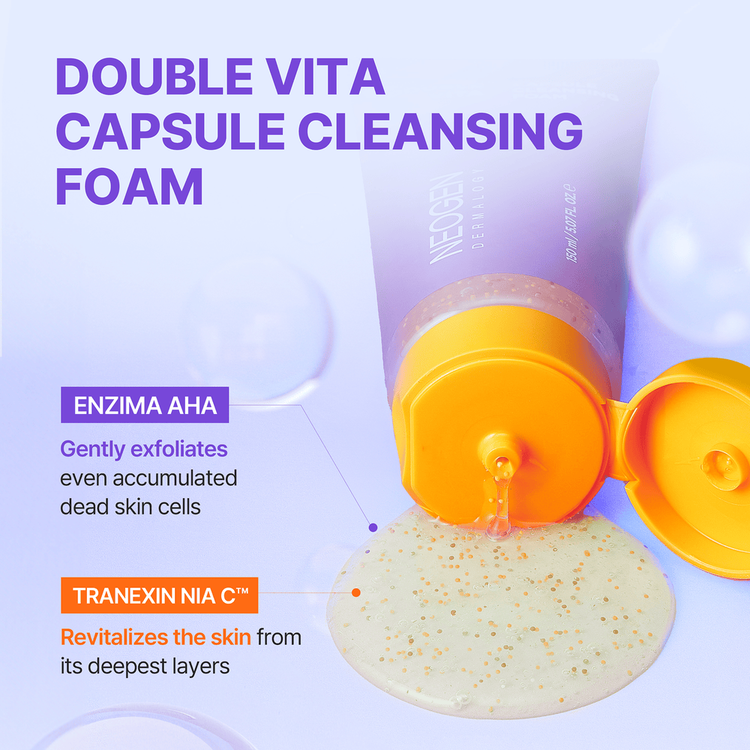 Double Vita Capsule Espuma limpiadora piel suave y radiante