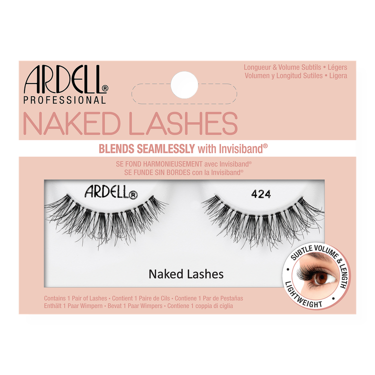 Naked False Eyelashes #424 in Black Pestañas postizas pestañas ligeras y naturales.