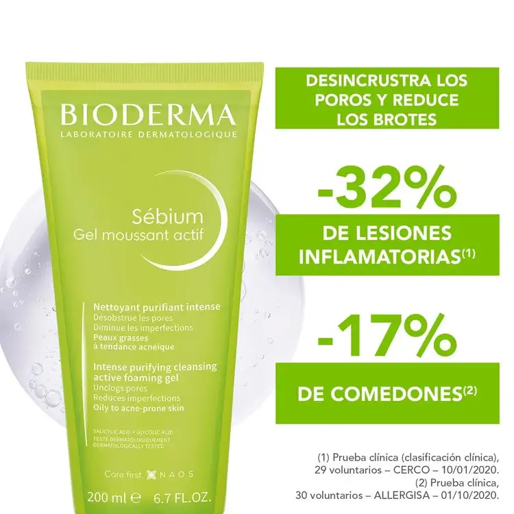 Sebium Gel moussant actif reduce los brotes y purifica profundamenre