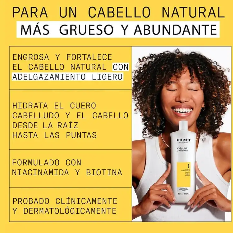 Sistema 1 - Acondicionador, para cabello natural con adelgazamiento capilar