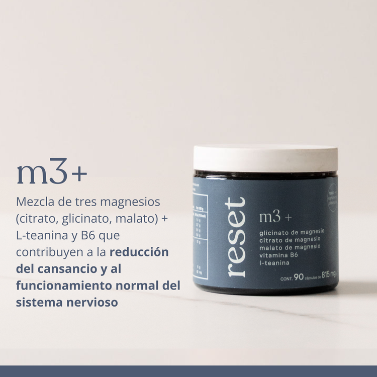 M3 + Suplemento alimenticio promueve un sueño reparador, reduce estrés y relajante muscular
