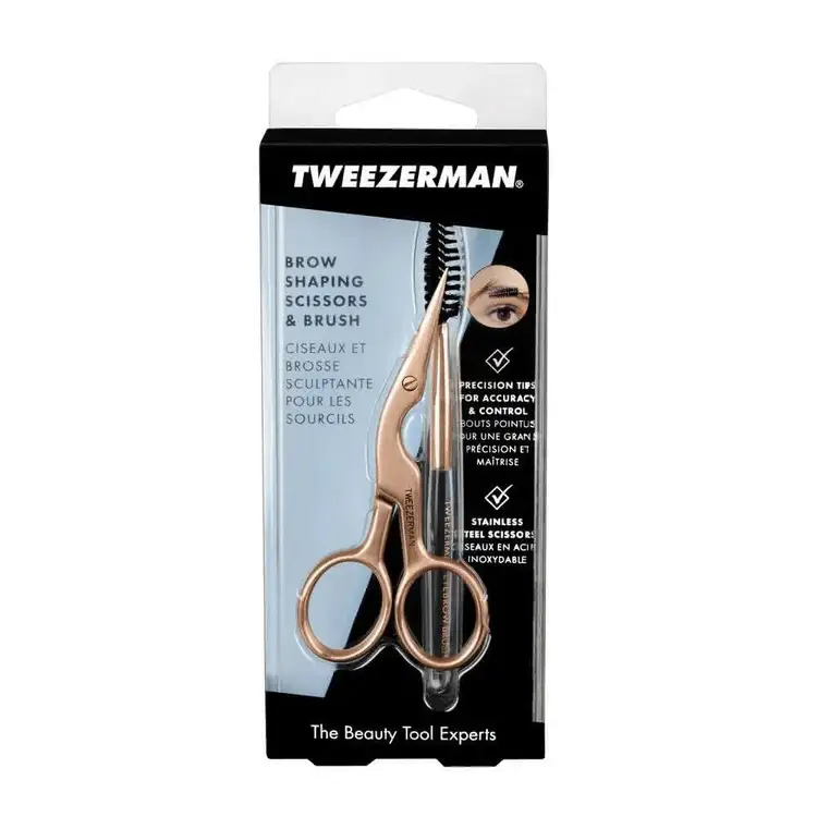 Tweezerman Rose Oro Tijeras y brocha ideal para cejas