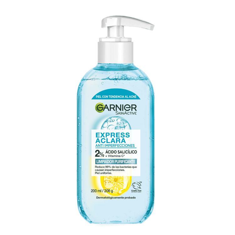 Garnier Skin Gel limpiador remueve bacterias que causan imperfecciones