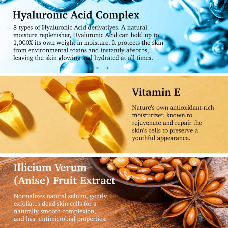 Facial Serum Plumping Hyaluronic Acid + Vit E Serum facial hidrata intensamente y reduce manchas