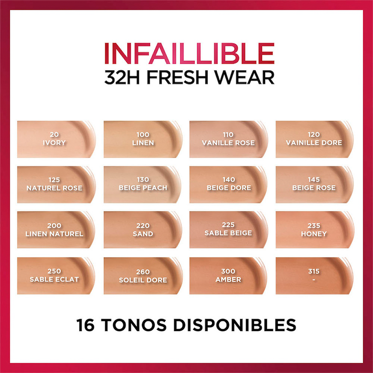 Infallible Freshwear 32H Base de maquillaje líquida acabado luminoso y larga duración