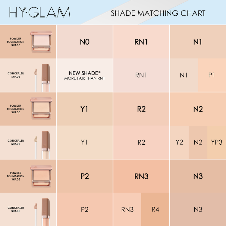 HY-GLAM - Base de maquillaje en polvo, acabado impecable