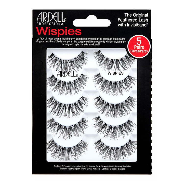Wispies False Eyelash Multipack Paquete de 5 pares de pestañas banda invisible y ligera.
