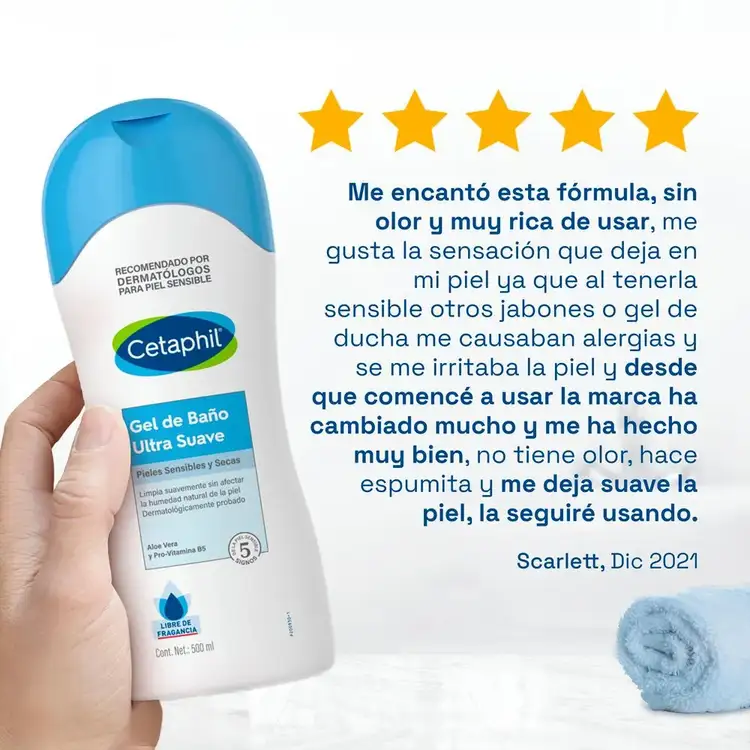 Gel de baño corporal para piel sensible sin quitar humedad natural