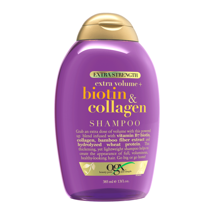 OGX Biotin And Collagen Extra Strength - Shampoo, con biotina y colágeno