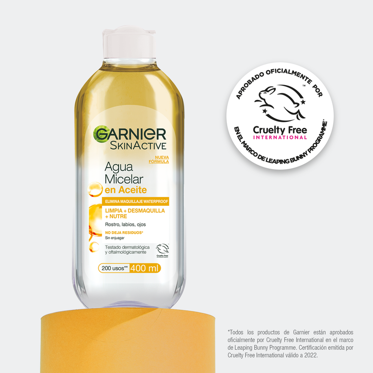 Garnier Skin Bifásico remueve maquillaje visible