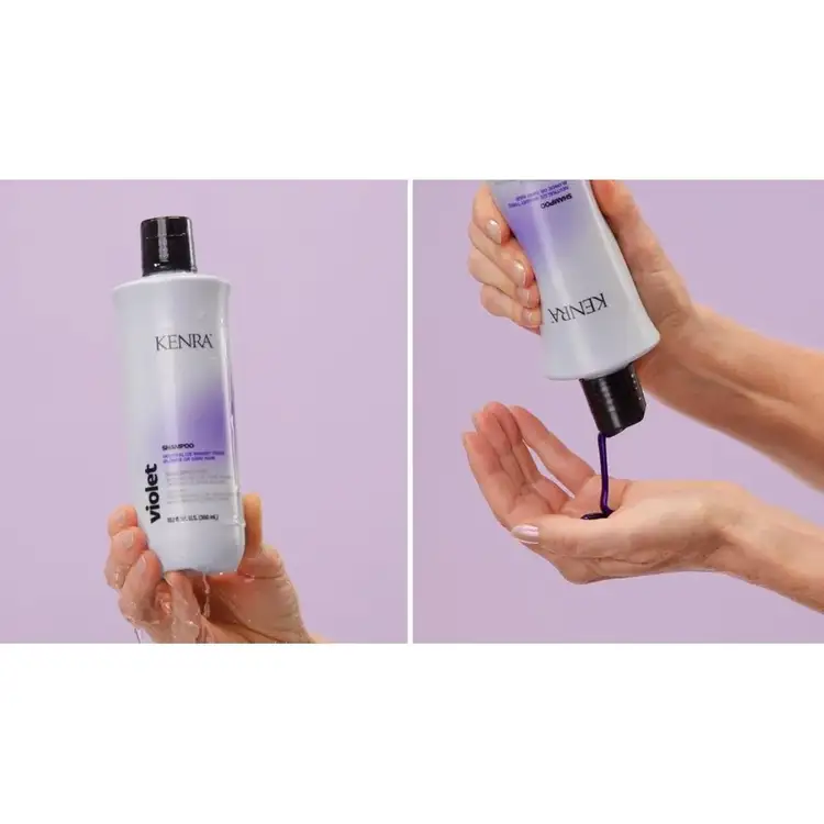 Violet Shampoo ayuda al cabello rubio o gris
