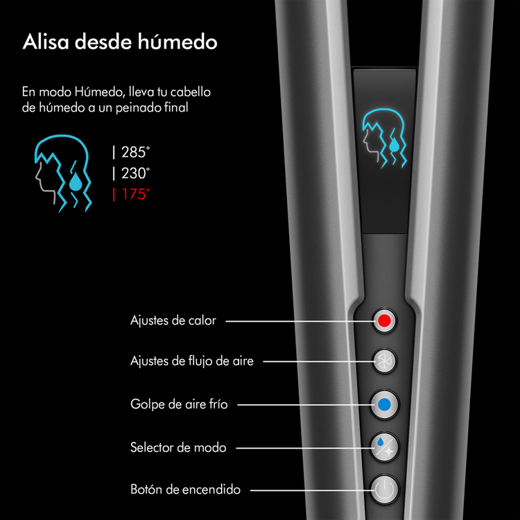 Airstrait - Alisadora, alisa de húmedo a seco sin daño térmico