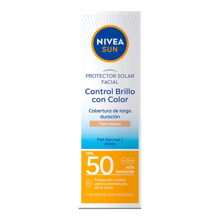 Control Brillo Protector Solar Facial protector solar con color