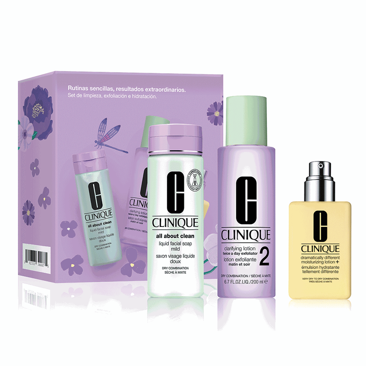 Rutinas Sencillas Piel Normal a Mixta - Set de regalo, All About Clean limpiador + loción exfoliante + loción hidratante