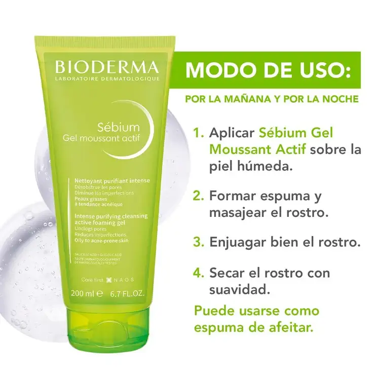 Sebium Gel moussant actif reduce los brotes y purifica profundamenre