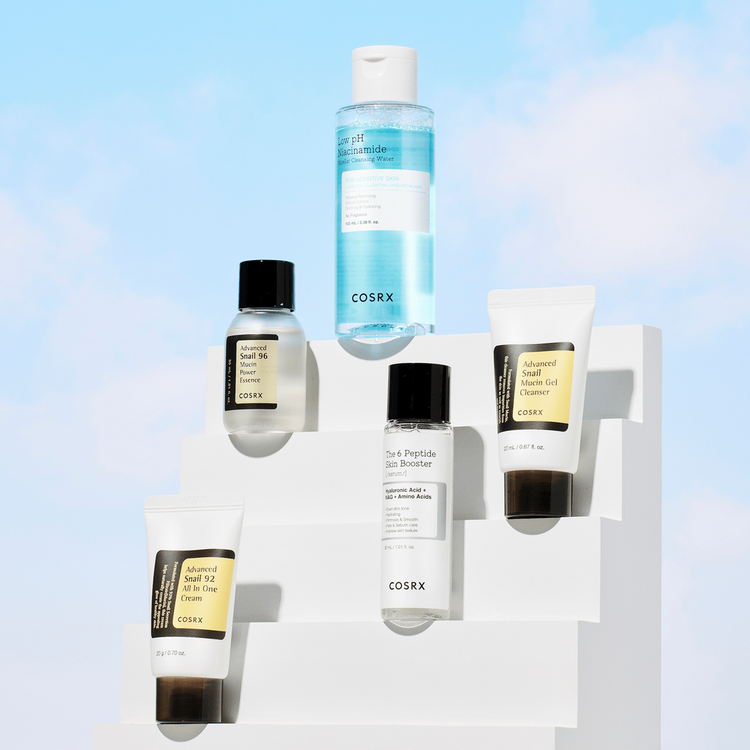 The Viral Preppair - Set de regalo, limpiador facial + gel limpiador + suero + esencia + crema facial