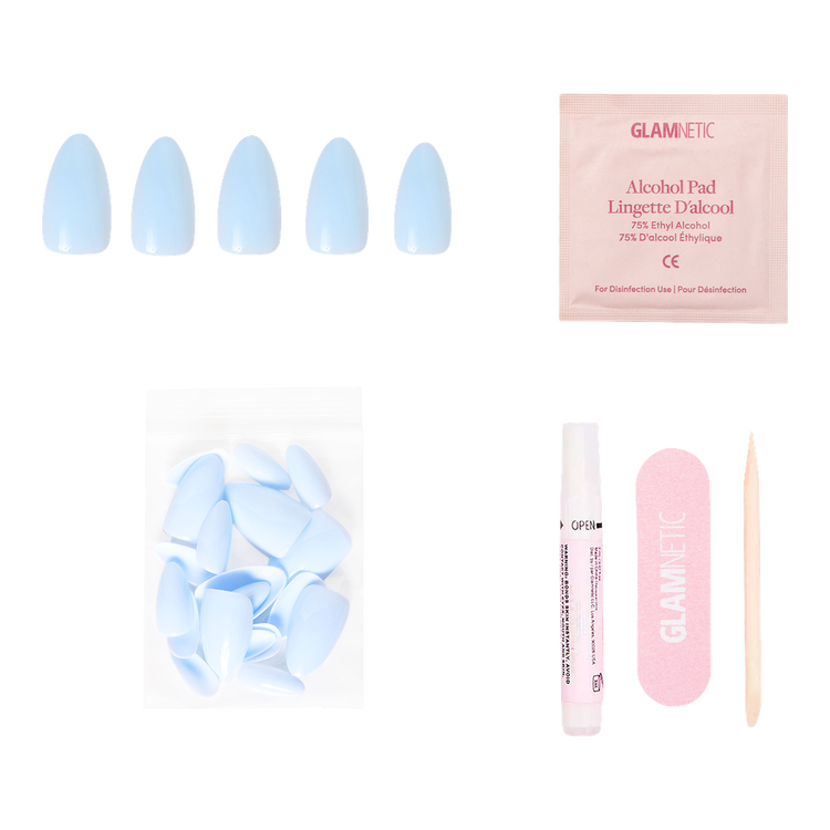 Blueberry Milk Press-On Nails Uñas postizas toque fresco para tu manicura.