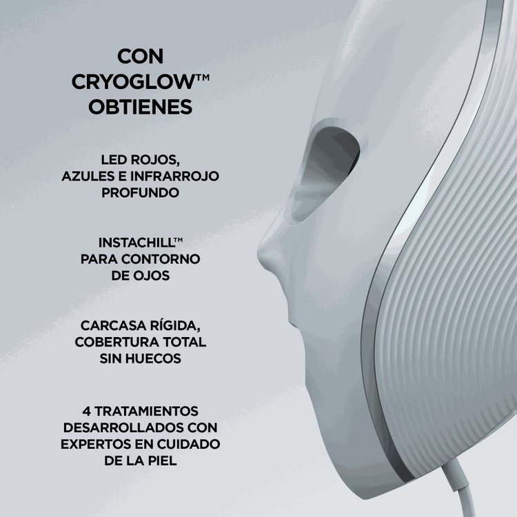 CryoGlow - Máscara facial LED, con tecnología refrescante