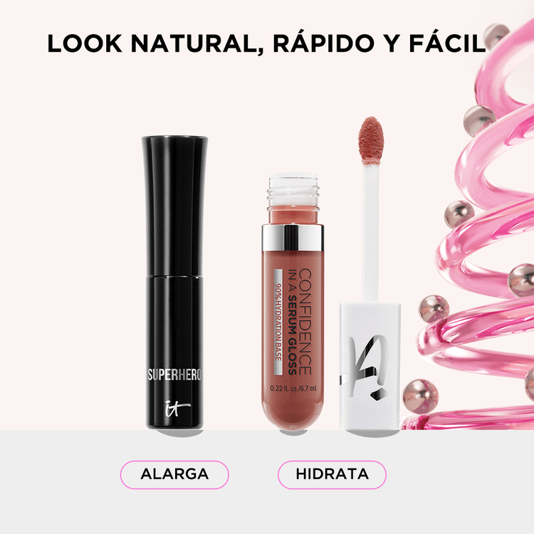 Unwrapped Effortless Color - Set de mascara travel size + Confidence in a Serum Gloss Full Size