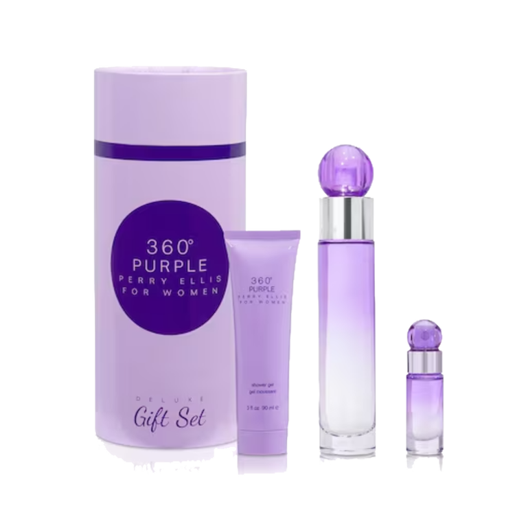 360° Purple - Set de regalo, Eau de Parfum + Mini + Shower Gel