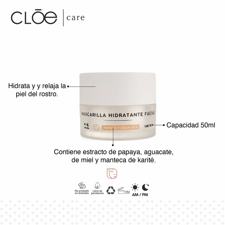 Mascarilla hidratante, para todo tipo de piel