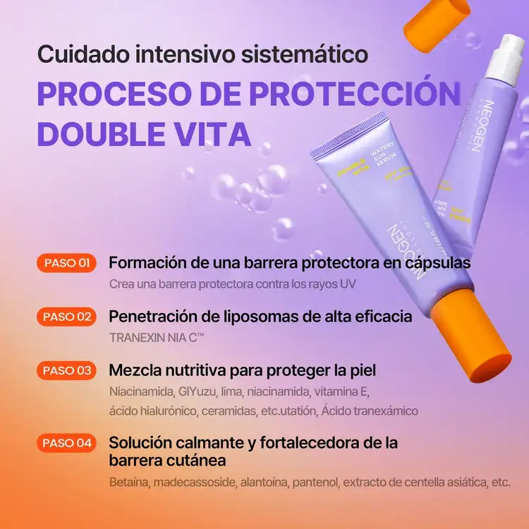 Double Vita Watery - Suero facial, protege contra rayos dañinos del sol