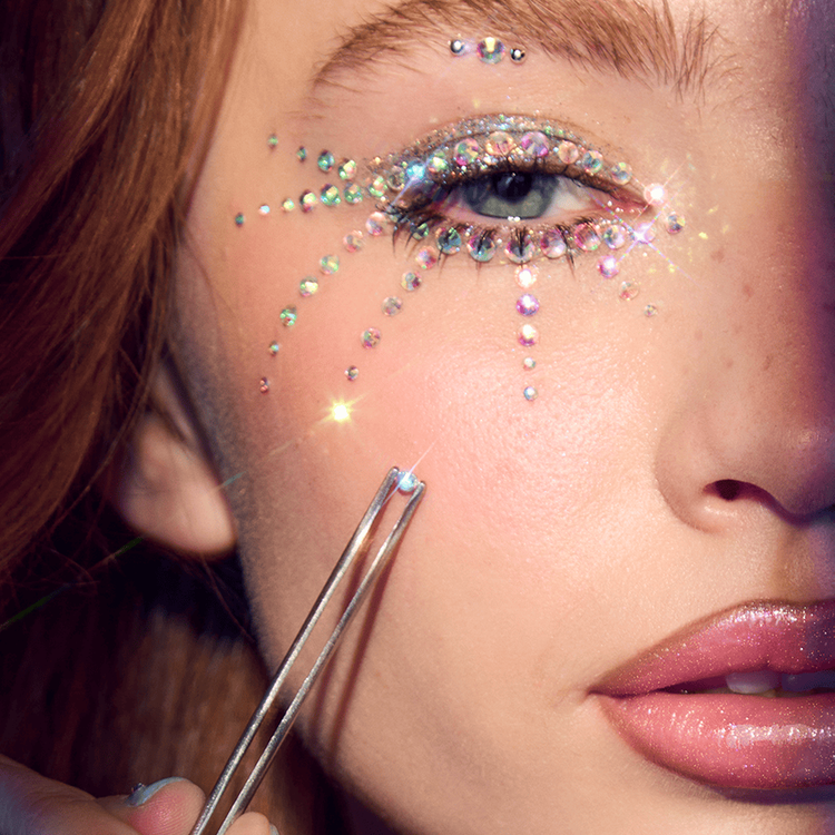 Rhinestone Fantasy Set de brillos para la cara autoadhesivas sin necesidad de pegamento