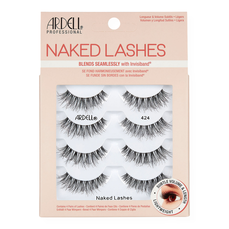Naked False Lashes #424 Multipack Pestañas postizas longitud acortada, efecto wispies y rizos en capas.