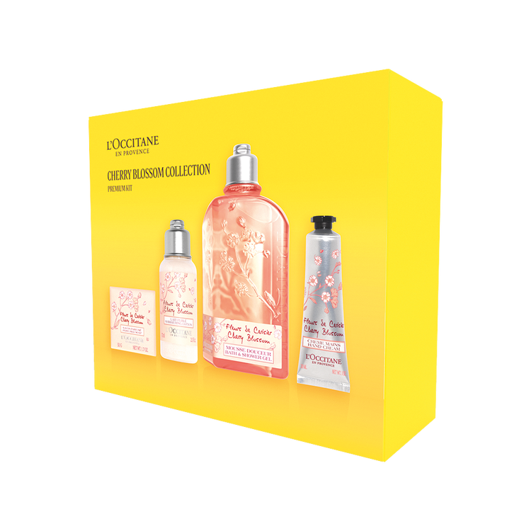 Cherry Blossom - Set de regalo, Gel de ducha + 250 ml + Loción corporal 75 ml + Jabón en barra 50 g + Crema para manos Cherry Blossom 30 ml