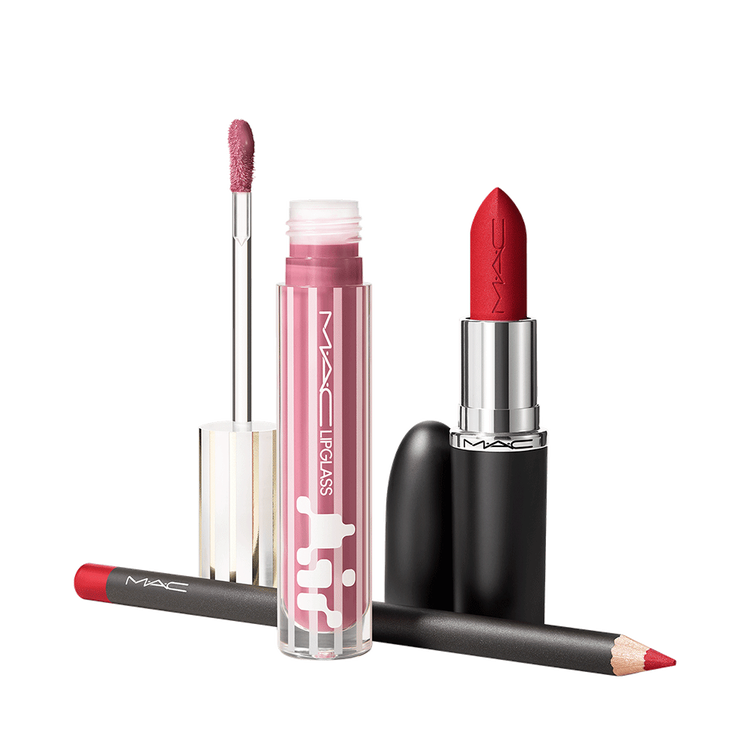 Trending Tomorrow Lip Trio - Set de labios con lápiz labial M·A·C ximal Silky Matte, lápiz labial y Lipglass Air