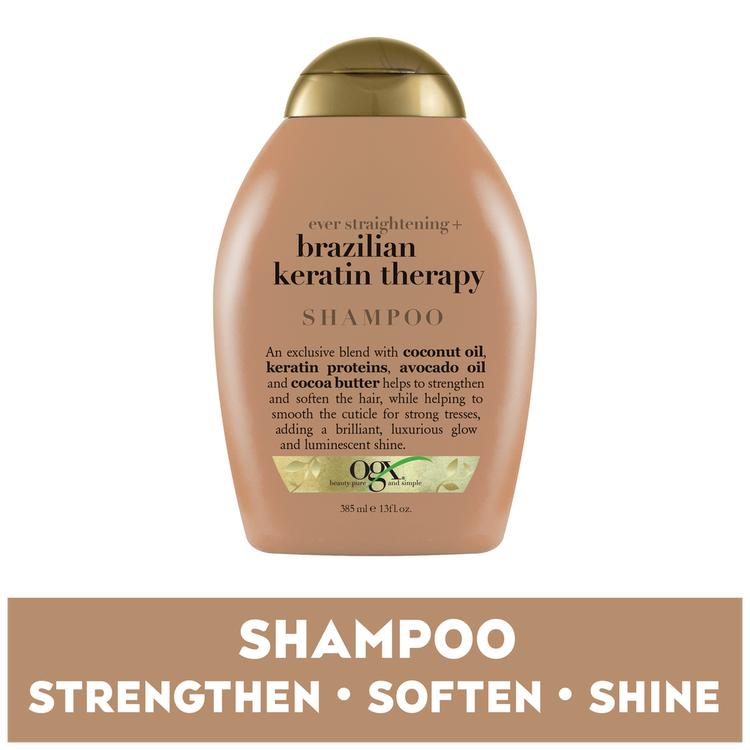 OGX Ever Straight Brazilian Keratin Therapy - Shampoo, hidratación extra brillante