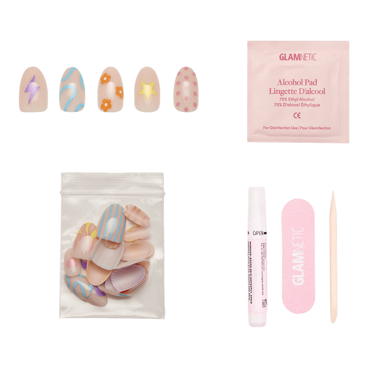 Wild Child Press-On Nails Uñas postizas base semitransparente moderna.