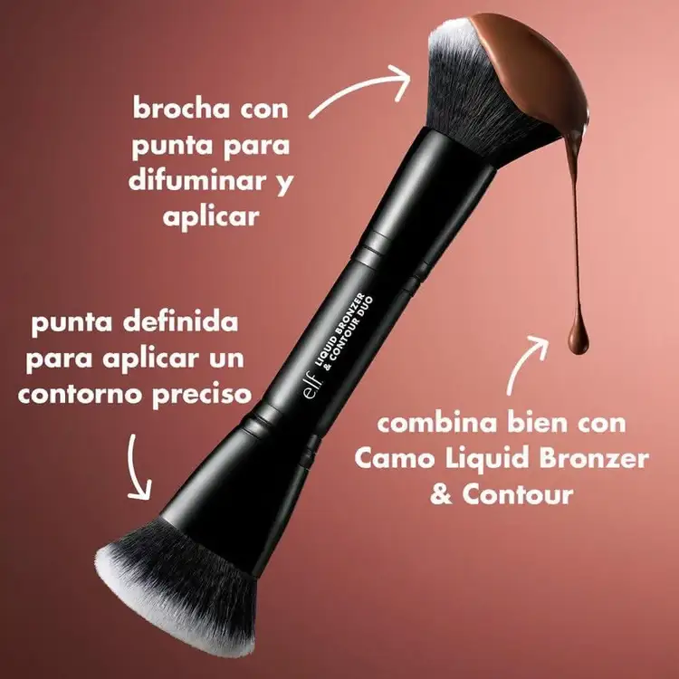 e.l.f. Liquid Bronzer & Contour Brush Brocha de doble extremo para bronceador líquido y contorno