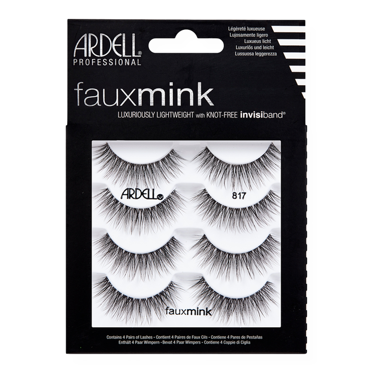 Faux Mink #817 False Eyelash Multipack Pestañas postizas multipack x4 lujosas y ligeras con banda invisible.