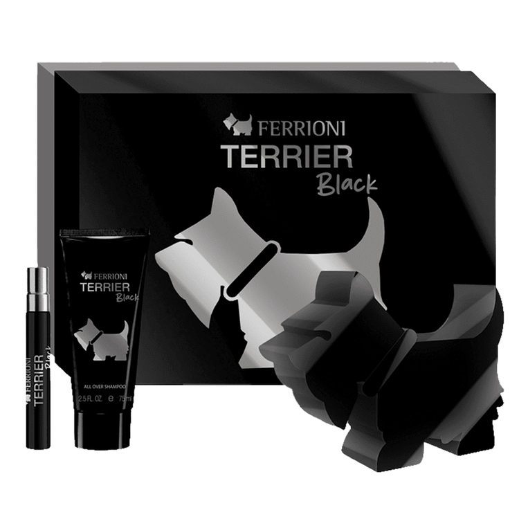 Terrier Black - Set de regalo, Eau de Parfum + shower gel + mini spray