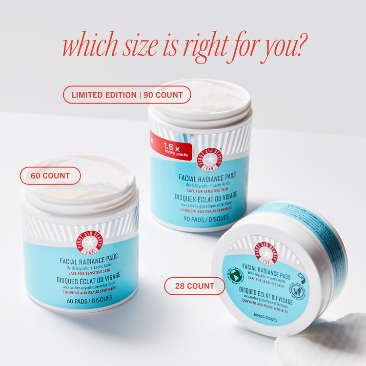Facial Radiance Pads with Glycolic + Lactic Acids - Almohadillas exfoliantes, tamaño para viaje