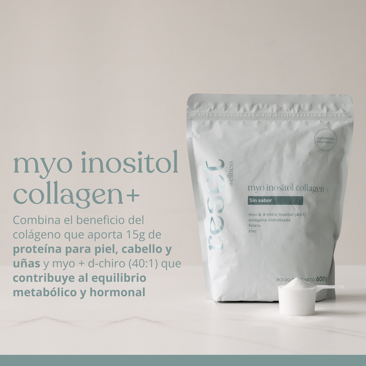 Myo inositol Collagen + Sin sabor Suplemento alimenticio apoya al balance hormonal, proteína diaria y apoyo metabólico