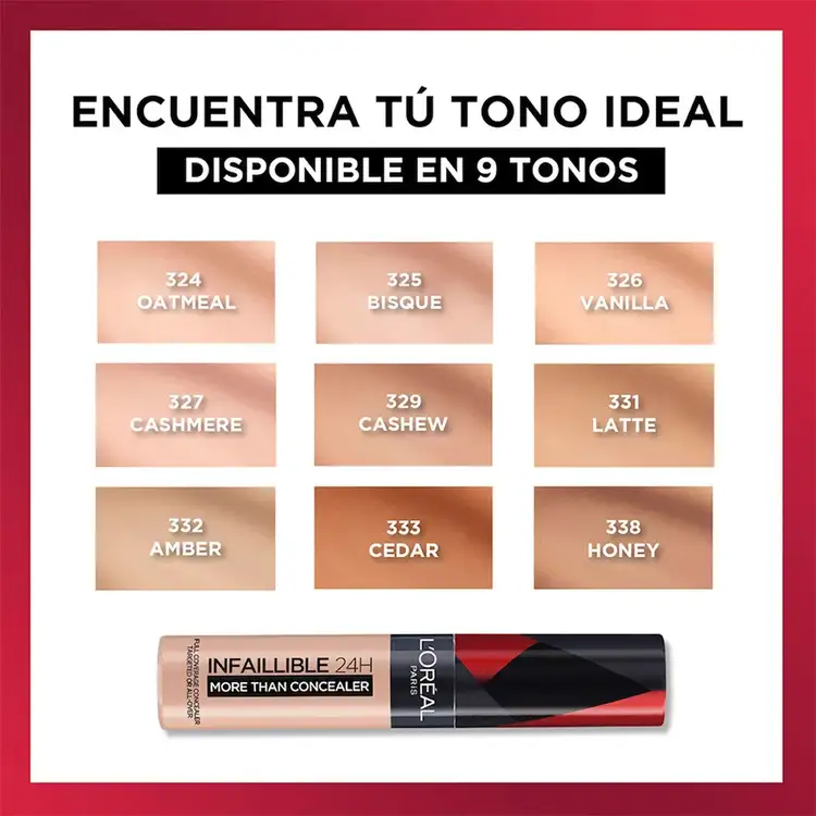 Infallible More Than Concealer - Corrector líquido, alta cobertura y larga duración