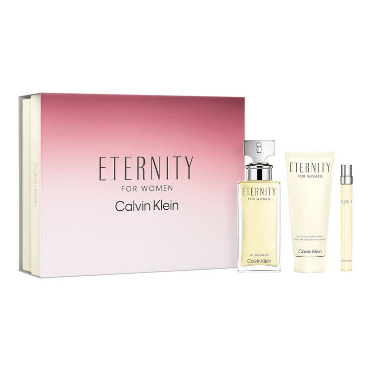 Eternity Women - Set de regalo, Eau de Parfum 100ml + Body Lotion 100ml + Spray 10ml