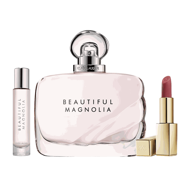 Beautiful Magnolia - Set de regalo, Eau de Parfum + mini + Lipstick
