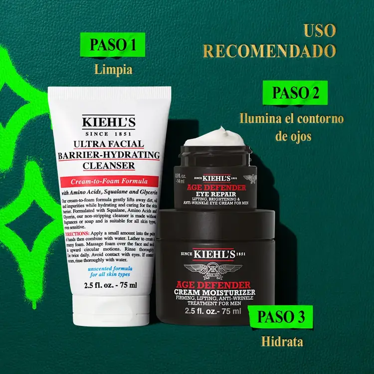 Age Defenders for him - Set de regalo, limpiador facial + crema de ojos + crema facial