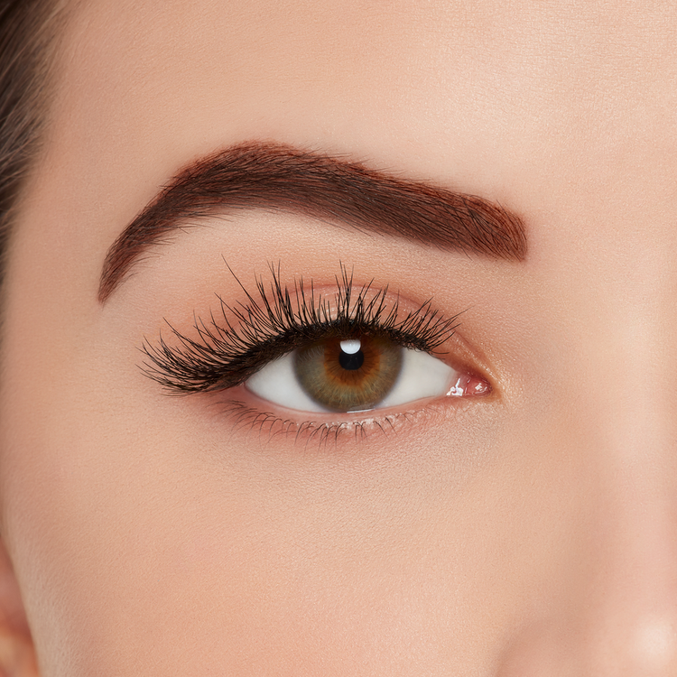 Naked False Eyelash #429 in Black Pestañas postizas rizos cruzados con textura y volumen natural.