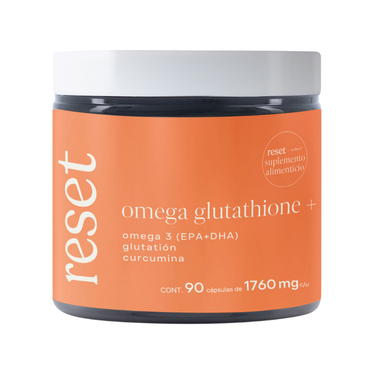 Omega Glutathione + Suplemento alimenticio contribuye a acciones antioxidantes, antiinflamatorias y salud metabolica