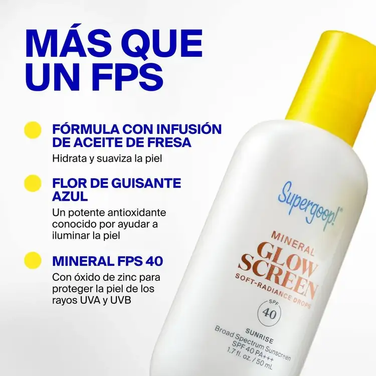 Mineral Glowscreen Soft-Radiance Drops SPF 40 - Sunrise - Protector solar SPF 40, con color que realza la luminosidad
